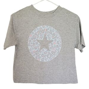 🟢K1254 * Converse Girls Animal Print Crop Tee Gray Size L (12-13 Years)
